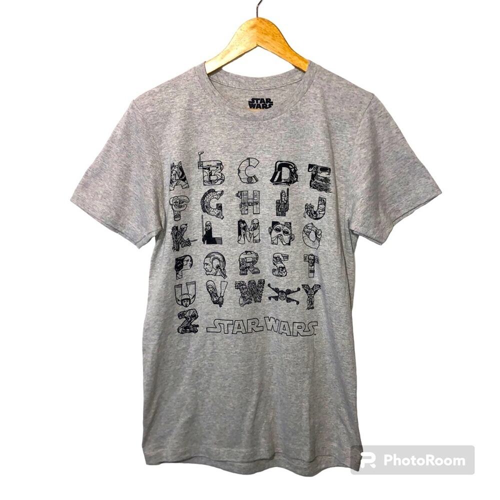 Star Wars T-Shirt Women’s Size Small Alphabet Gray Black Graphic Print